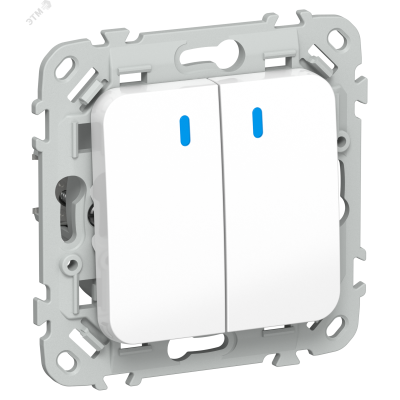 FLITE Выключатель 2-клавишный с индикацией 10А ВС12-1-1-ФлБ белый IEK