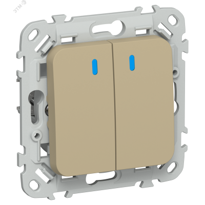 FLITE Выключатель 2-клавишный с индикацией 10А ВС12-1-1-ФлХ хаки IEK