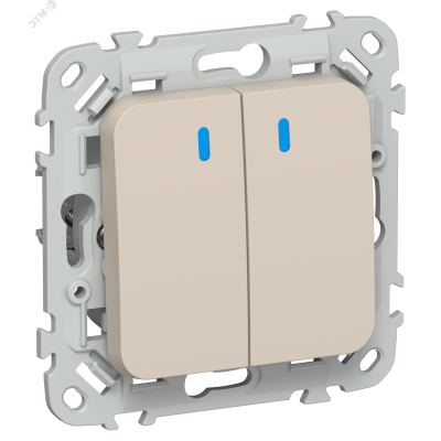 FLITE Выключатель 2-клавишный с индикацией 10А ВС12-1-1-ФлЛ льняной IEK