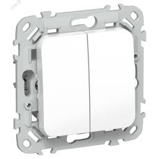 FLITE Выключатель 2-клавишный проходной 10А ВС62-1-0-ФлБ белый IEK