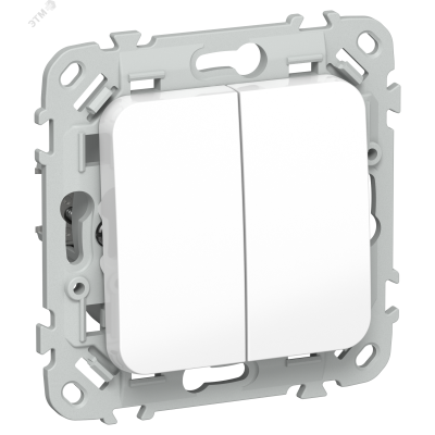 FLITE Выключатель 2-клавишный проходной 10А ВС62-1-0-ФлБ белый IEK