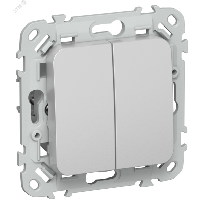 FLITE Выключатель 2-клавишный проходной 10А ВС62-1-0-ФлА алюминий IEK