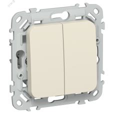 FLITE Выключатель 2-клавишный проходной 10А ВС62-1-0-ФлСл сливочный IEK