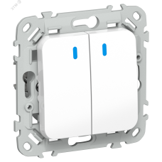 FLITE Выключатель 2-клавишный проходной с индикацией 10А ВС62-1-1-ФлБ белый IEK