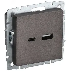 BRITE Розетка USB A+C 18Вт РЮ11-1-БрТБ темная бронза