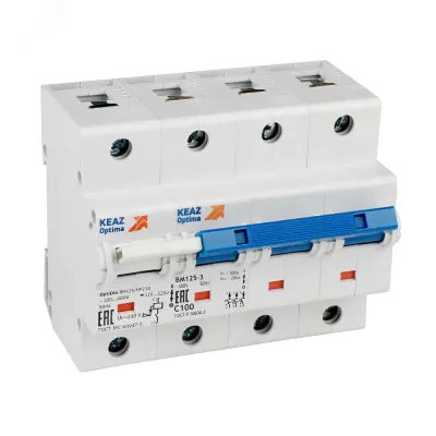 Выключатель автоматический трехполюсный 100А C 8kA OptiDin BM125-3C100-НР-8ln-УХЛ3
