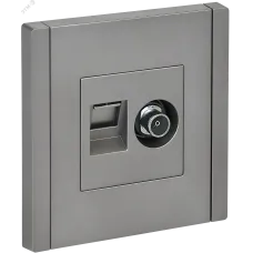 FORTE&PIANO Розетка двойная TV+RJ45 кат.5E FP536 сталь IEK