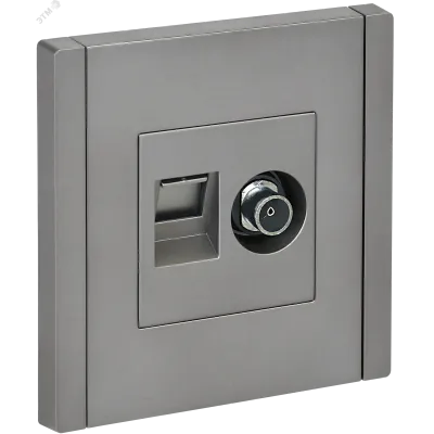 FORTE&PIANO Розетка двойная TV+RJ45 кат.5E FP536 сталь IEK