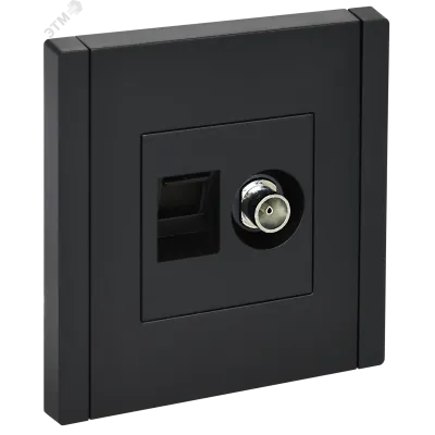 FORTE&PIANO Розетка двойная TV+RJ45 кат.6 FP137 черный IEK