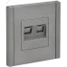 FORTE&PIANO Розетка компьютерная двойная RJ45 кат.6 FP534 сталь IEK