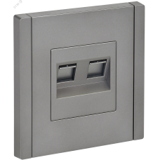 FORTE&PIANO Розетка двойная RJ11+RJ45 кат.5E FP535 сталь IEK