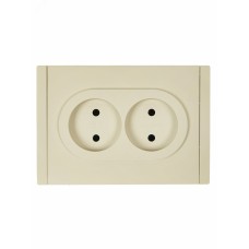 FORTE&PIANO Розетка 2-местная без заземления с защитными шторками безвинтовое крепление 10А FP425 ваниль IEK