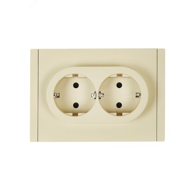FORTE&PIANO Розетка 2-местная с заземлением с защитными шторками безвинтовое крепление 16А FP423 ваниль IEK