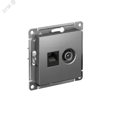 Розетка ATLASDESIGN двойная компьютерная+ТВ RJ45+TV категория 5E механизм сталь