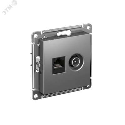 Розетка ATLASDESIGN двойная компьютерная+ТВ RJ45+TV категория 5E механизм сталь
