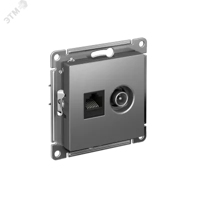 Розетка ATLASDESIGN двойная компьютерная+ТВ RJ45+TV категория 5E механизм сталь