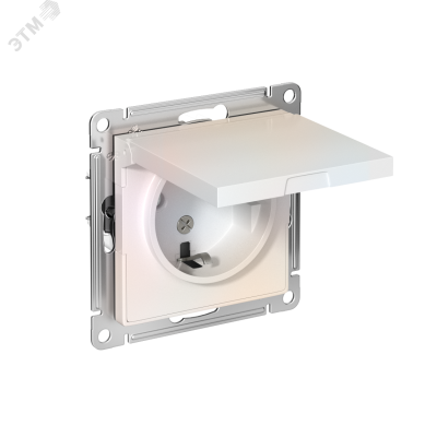 Розетка ATLASDESIGN с заземлением со шторками с крышкой 16А IP20 механизм жемчуг