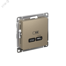 ATLASDESIGN USB РОЗЕТКА тип-C 65W высокоскор.заряд. QC, PD, механизм, ШАМПАНЬ