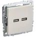 BRITE Розетка USB A+A 5В 3,1А РЮ10-1-БрКр бежевый