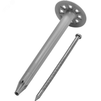 Тарельчатый дюбель с гвоздем для монтажного пистолета по пеноблокам 150-6-LIP - упаковка 50 шт (5 упак./кор.)