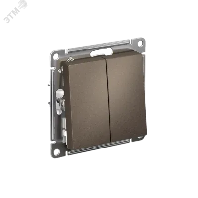 Переключатель двухклавишный ATLASDESIGN схема 6 10АХ механизм мокко