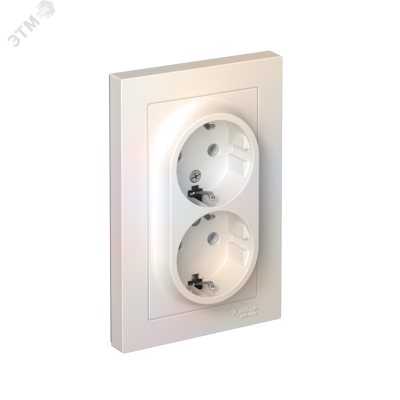 Розетка ATLASDESIGN двойная с заземлением 16А в сборе жемчуг
