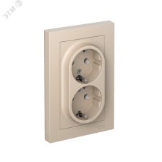 ATLASDESIGN РОЗЕТКА двойная с заземлением, 16А, в сборе, ПЕСОЧНЫЙ