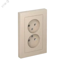 ATLASDESIGN РОЗЕТКА двойная без заземления,16А, в сборе, ПЕСОЧНЫЙ