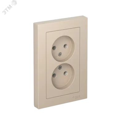 ATLASDESIGN РОЗЕТКА двойная без заземления,16А, в сборе, ПЕСОЧНЫЙ
