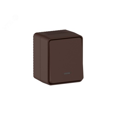 AtlasDesign PROFI IP54 О/У 1-клавишный ВЫКЛЮЧАТЕЛЬ с подсветкой 10 АХ, КОРИЧНЕВЫЙ