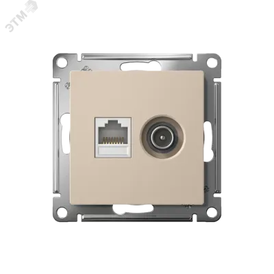 ATLASDESIGN РОЗЕТКА двойная ТВ + компьютерная RJ45, кат. 5Е, ПЕСОЧНЫЙ