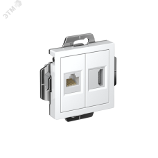 ATLASDESIGN РОЗЕТКА двойная HDMI+RJ45, кат.5Е, механизм, БЕЛЫЙ