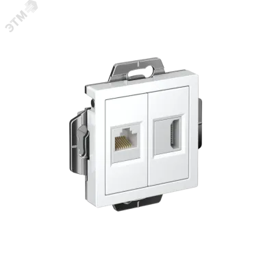 ATLASDESIGN РОЗЕТКА двойная HDMI+RJ45, кат.5Е, механизм, БЕЛЫЙ