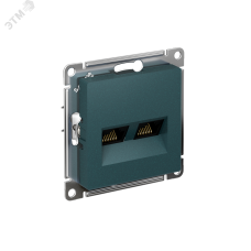 Розетка ATLASDESIGN двойная компьютерная RJ45+RJ45 категория 5E механизм изумруд