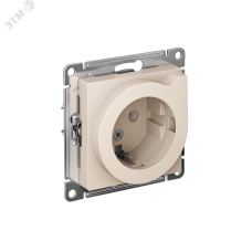 Розетка ATLASDESIGN с заземлением со шторками с выталкивателем 16А механизм бежевый