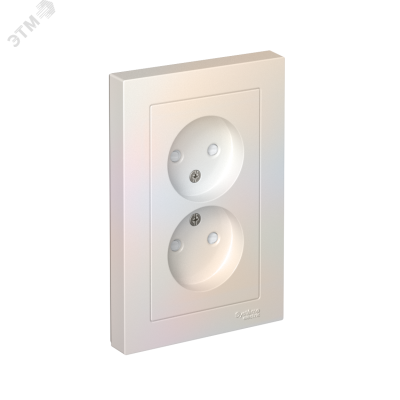 Розетка ATLASDESIGN двойная без заземления со шторками 16А в сборе жемчуг