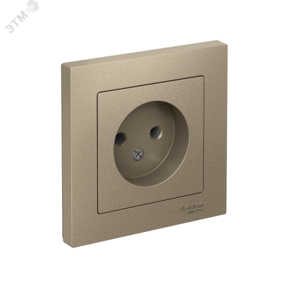 Розетка ATLASDESIGN без заземления 16А в сборе шампань