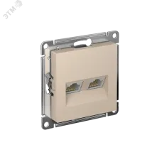 ATLASDESIGN РОЗЕТКА двойная компьютерная RJ45+RJ45, кат.5E, механизм, ПЕСОЧНЫЙ