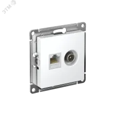 Розетка ATLASDESIGN двойная ТВ + компьютерная RJ45 категория  5Е белый