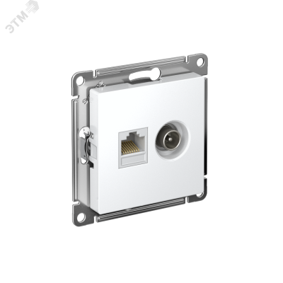 Розетка ATLASDESIGN двойная ТВ + компьютерная RJ45 категория  5Е белый