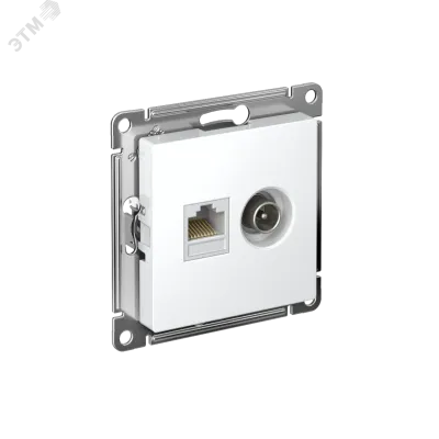 Розетка ATLASDESIGN двойная ТВ + компьютерная RJ45 категория  5Е белый
