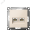 Розетка ATLASDESIGN двойная компьютерная RJ45+RJ45 категория 5E механизм бежевый