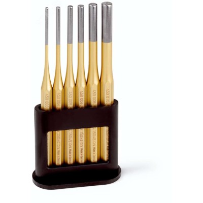 Набор выколоток Standard DIN 6450, 6 предметов (3, 4, 5, 6, 8, 10 мм), Cr-V, золотистые, пластиковая подставка