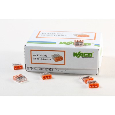 Клемма 3x2.5мм оранжевая/прозрачная