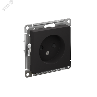 Розетка ATLASDESIGN без заземления со шторками 16А механизм карбон