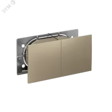Розетка ATLASDESIGN двойная с заземлением со шторками сдвижная крышка 16А в сборе шампань