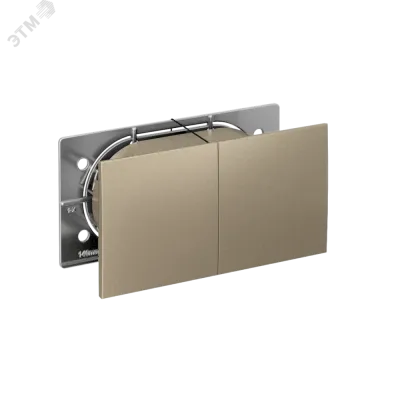 Розетка ATLASDESIGN двойная с заземлением со шторками сдвижная крышка 16А в сборе шампань