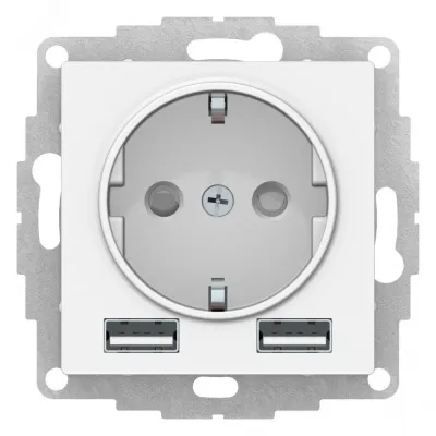 ATLASDESIGN РОЗЕТКА 16А с 2 USB A+A, 5В/2,4А, 2х5В/1,2А, механизм, ЛОТОС