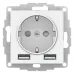 ATLASDESIGN РОЗЕТКА 16А с 2 USB A+A, 5В/2,4А, 2х5В/1,2А, механизм, ЛОТОС