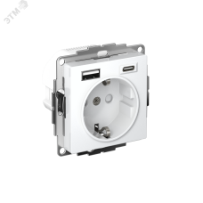 РОЗЕТКА 16А с 2 USB A+C, мех, БЕЛЫЙ
